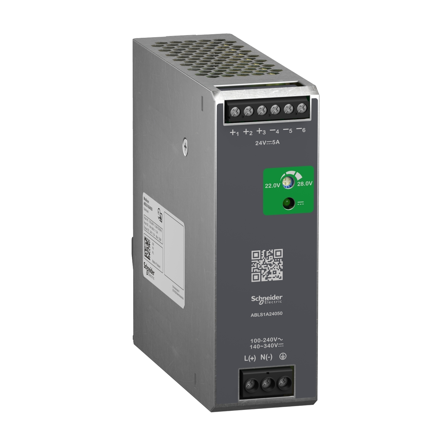 ABLS1A24050 Schneider Electric Regulated Power Supply, 100-240V AC, 24V 5 A, single phase, Optimized