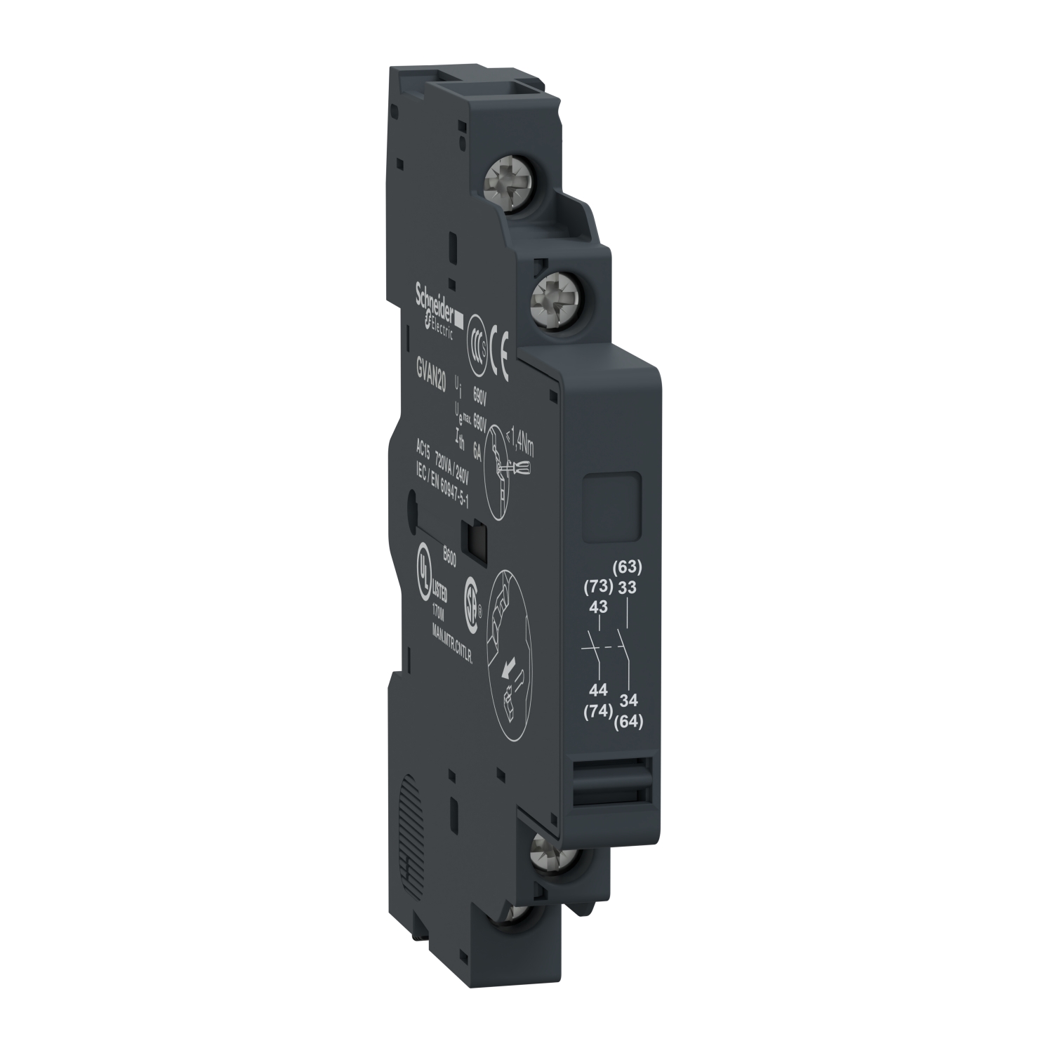 GVAN20 Schneider Electric TeSys GV2 & GV3 - auxiliary contact block - 2 NO