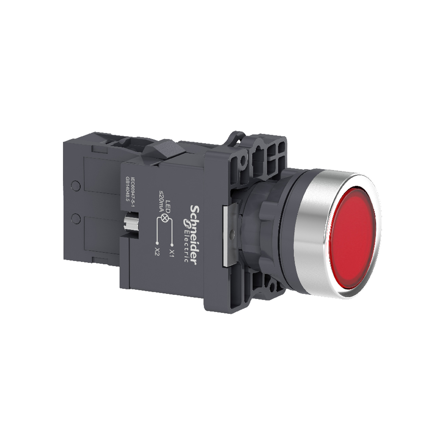 XA2EW34M1 Schneider Electric red flush complete illum push-button - Ø22 - flush - 220V AC - 1NO