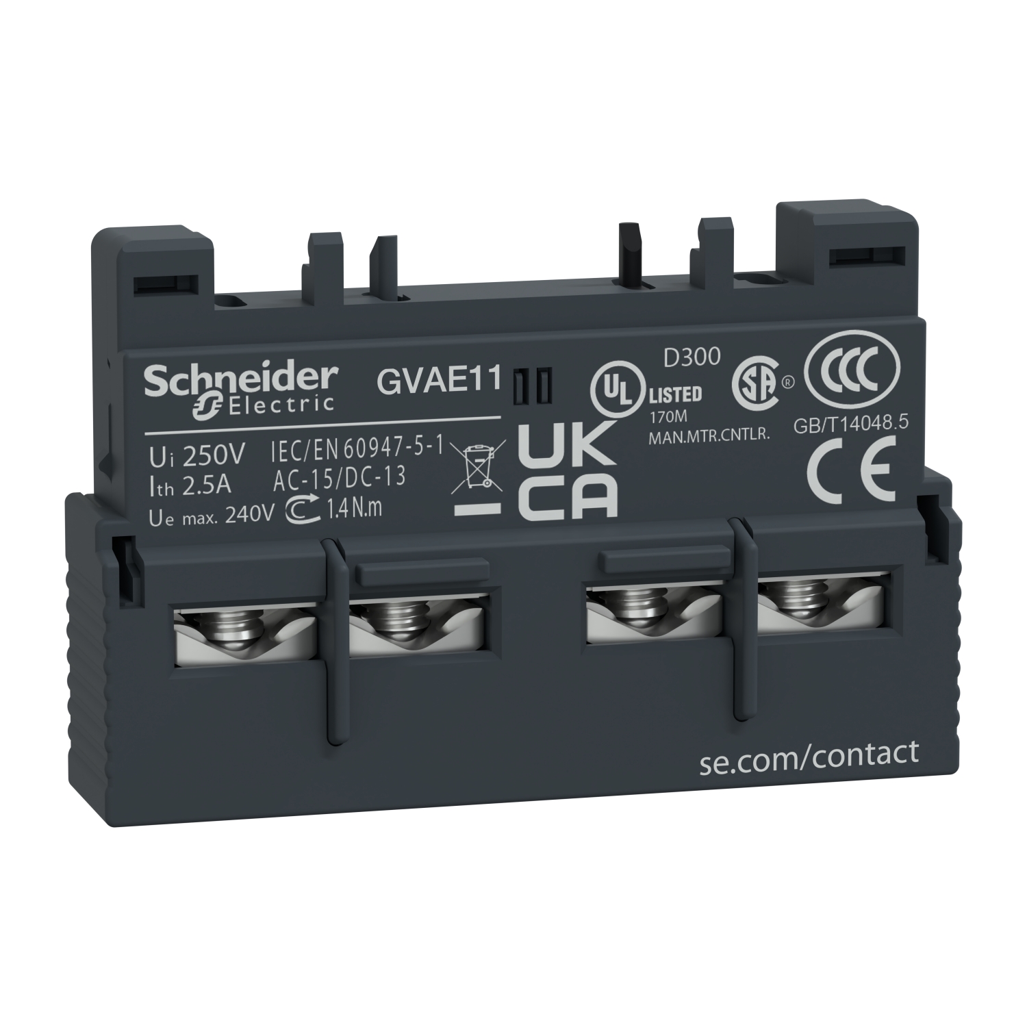 GVAE11 Schneider Electric TeSys GV2 & GV3 - auxiliary contact - 1 NO + 1 NC