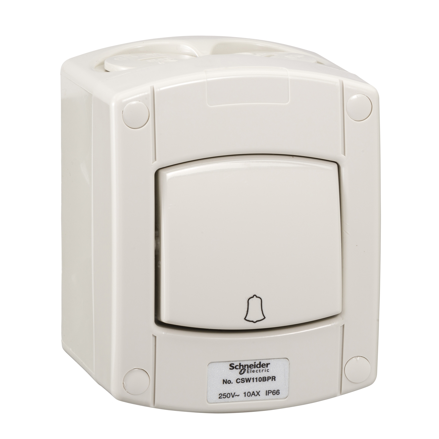 CSW110BPR-GY Schneider Electric Kavacha - 10AX - 250V - Surface Mount 1 Gang Two Way Press Return Switch - IP66