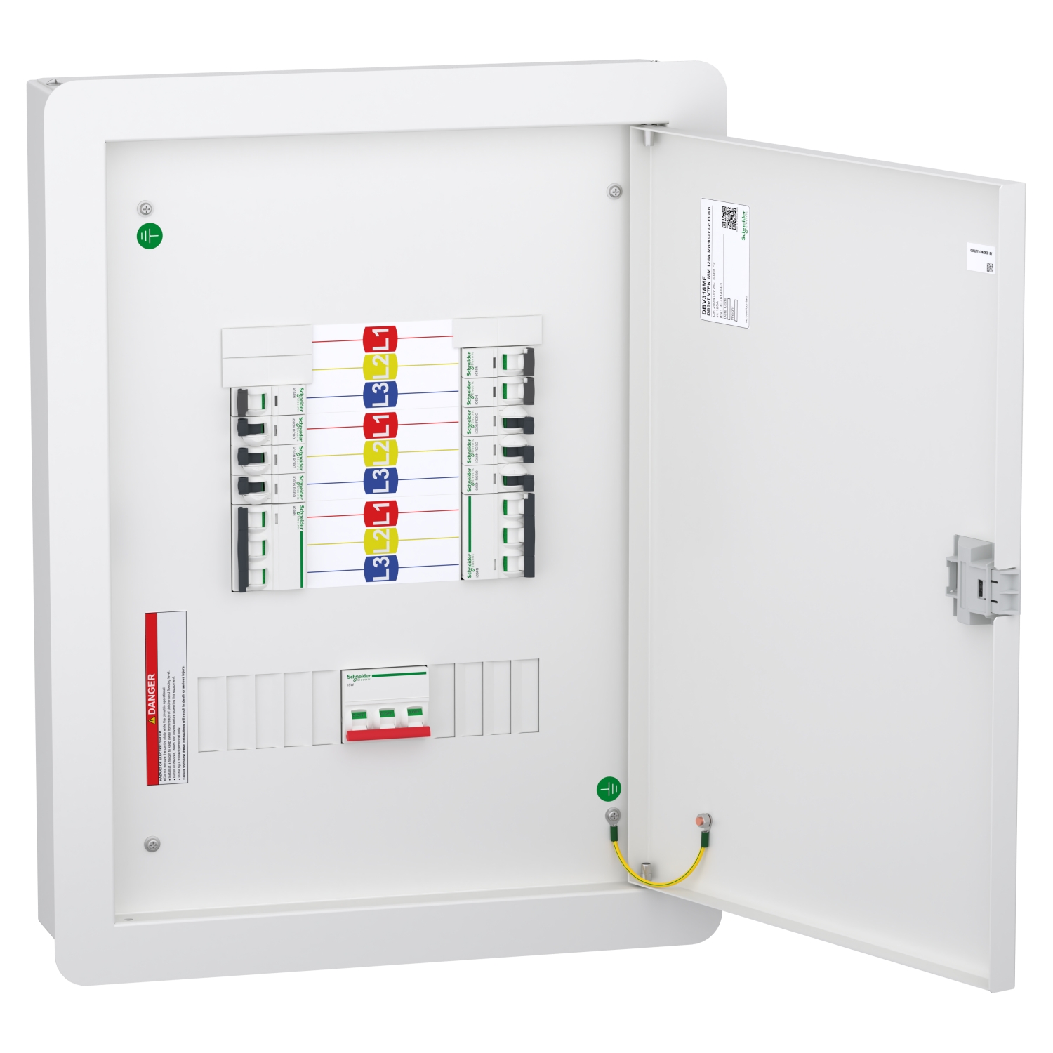 DBV318MF Schneider Electric VTPN Distribution board, DBSeT, 18 module, 125A Modular incomer, IP41, Flush