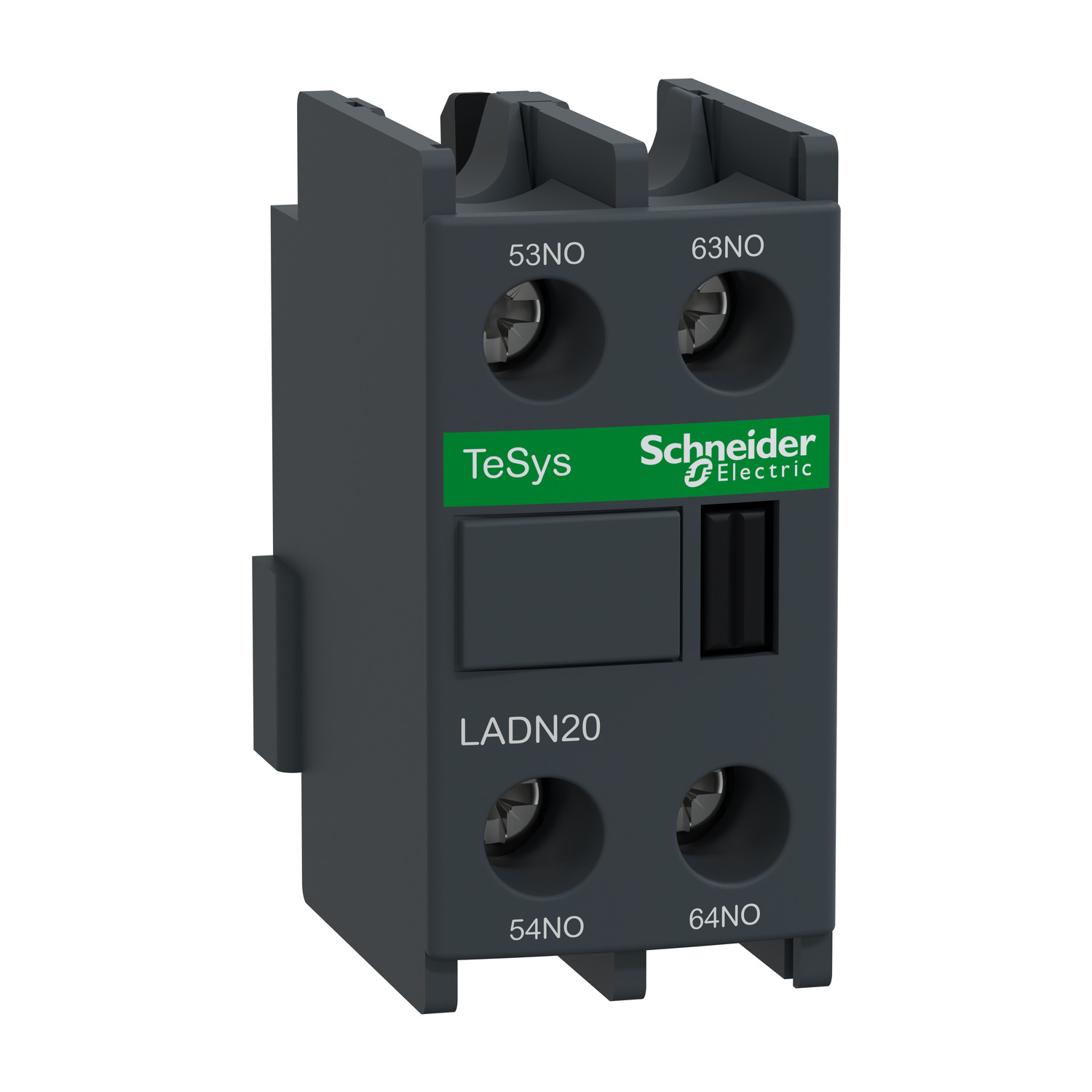 LADN20 Schneider Electric Auxiliary contact block, TeSys D, 2NO, front mounting, screw clamp terminals