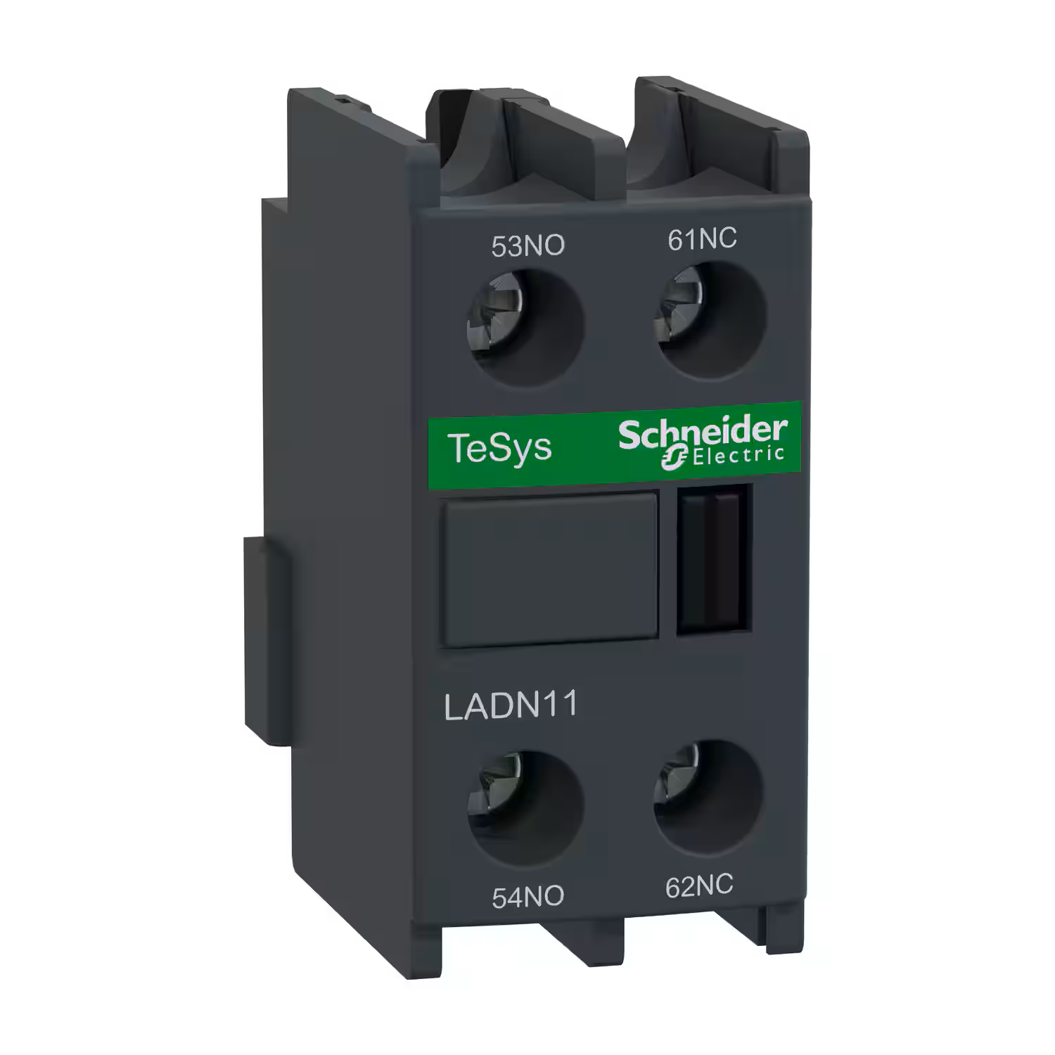 LADN11 Schneider Electric Auxiliary contact block, TeSys D, 1NO + 1NC, front mounting, screw terminals