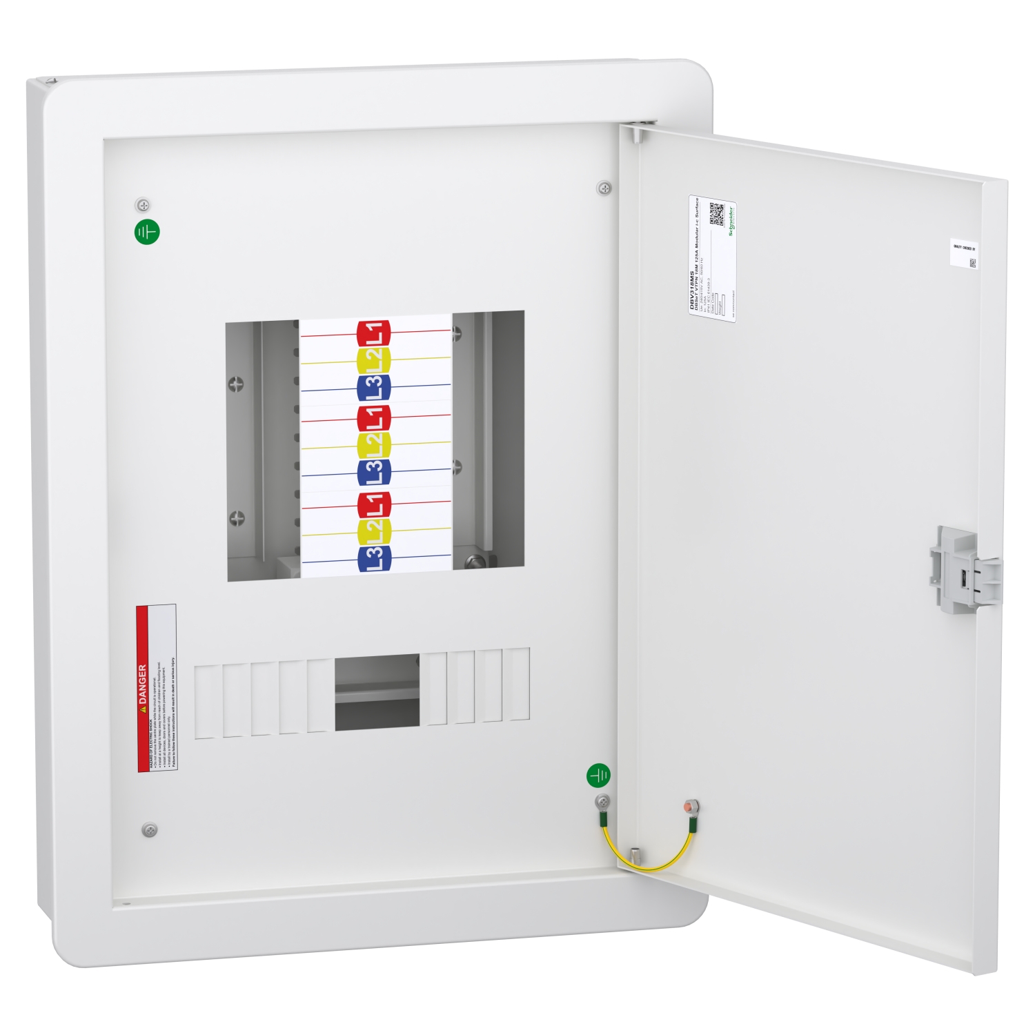 DBV318MS Schneider Electric VTPN Distribution board, DBSeT, 18 module, 125A Modular incomer, IP41, Surface