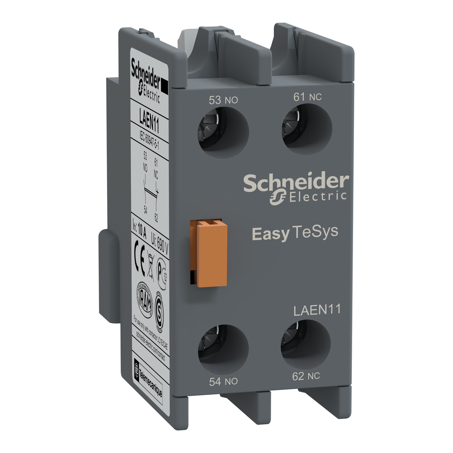 LAEN11 Schneider Electric EasyPact TVS - auxiliary contact block - 1 NO + 1 NC - screw-clamps terminals