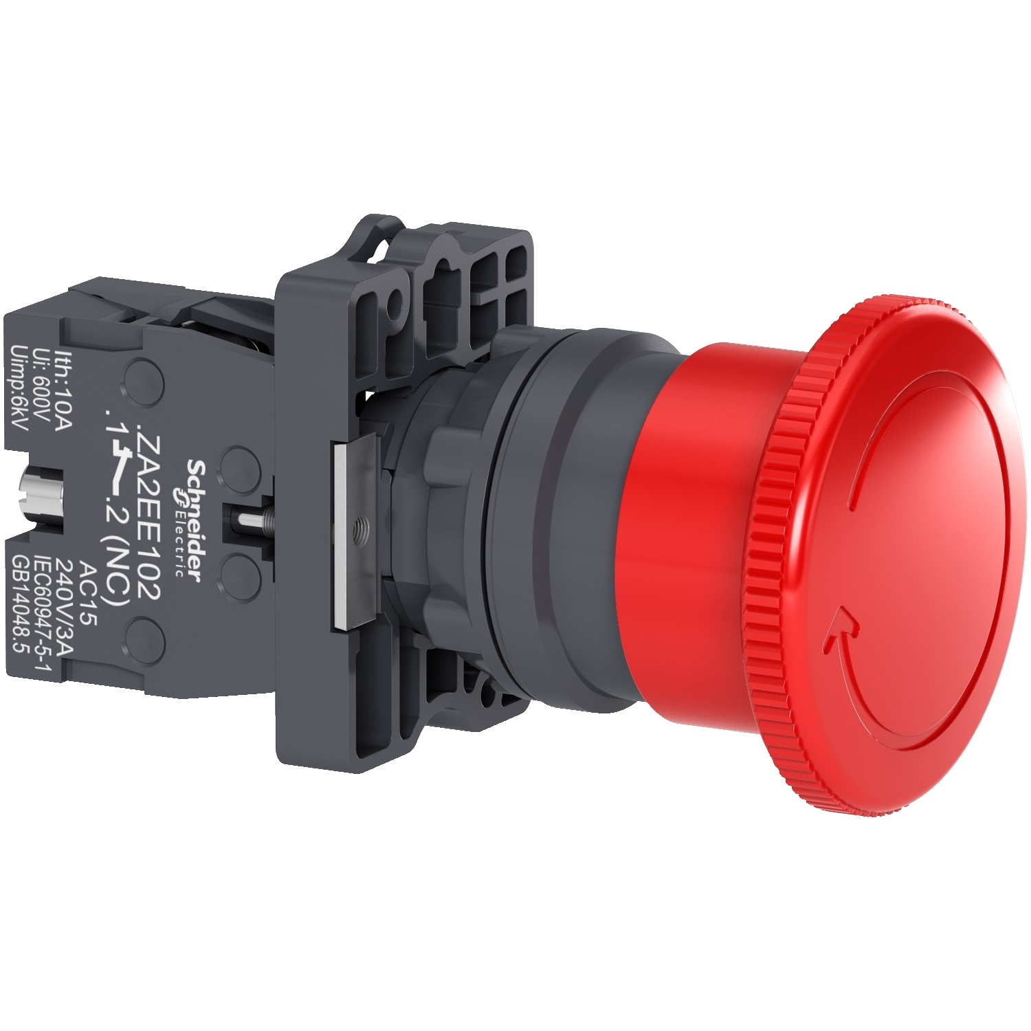 XA2ES542 Schneider Electric red Ø40 Emergency swtiching off push-button Ø22 non trigger - turn release 1NC