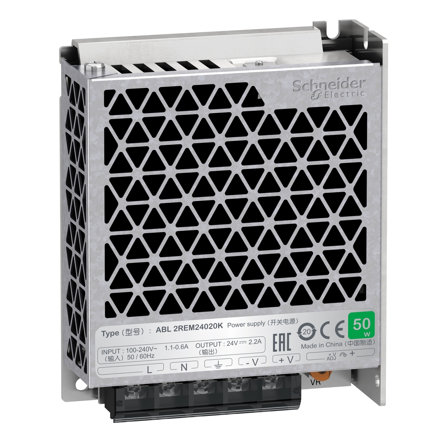 ABL2REM24020K Schneider Electric single phase power supply, 100...240V input, 24V DC output, 53W, 2,2A