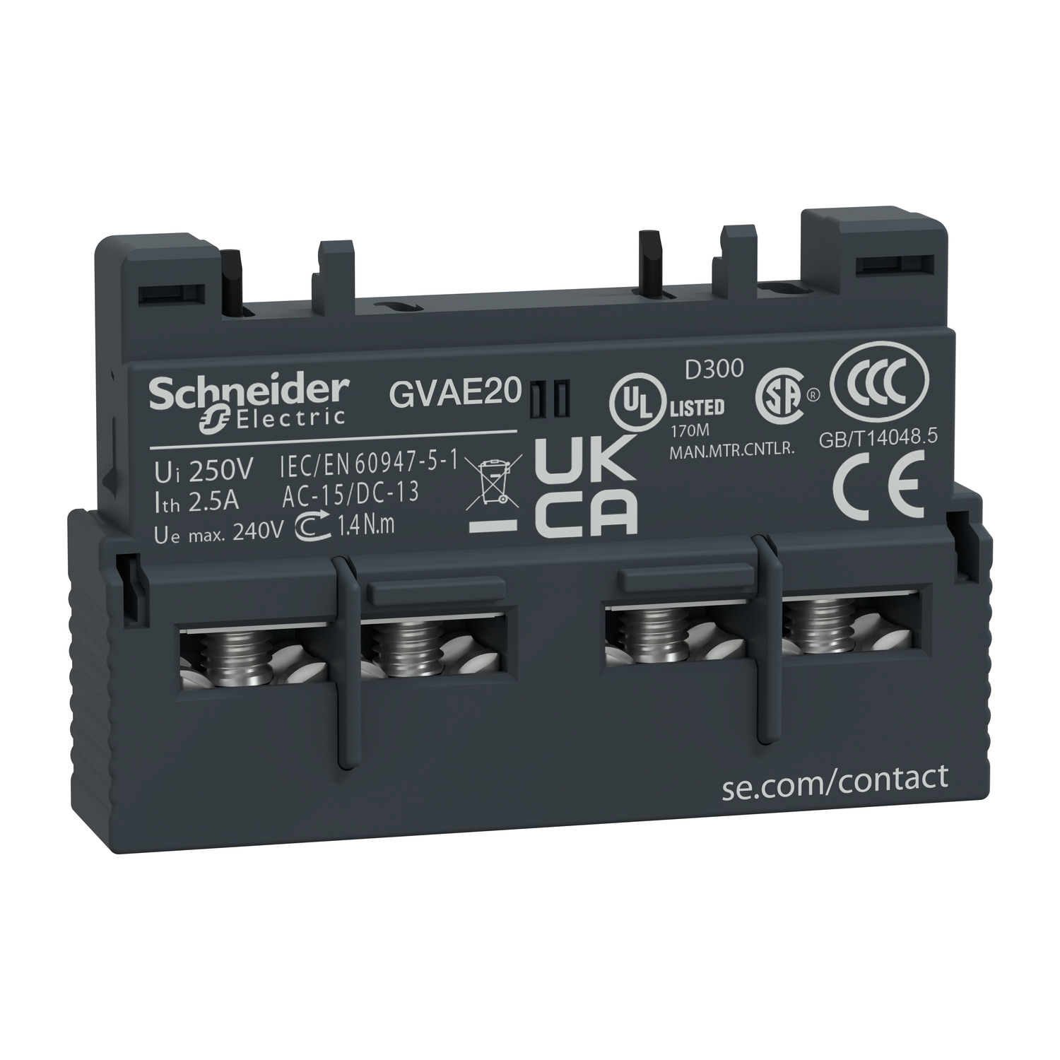GVAE20 Schneider Electric TeSys GV2 & GV3 - auxiliary contact - 2 NO