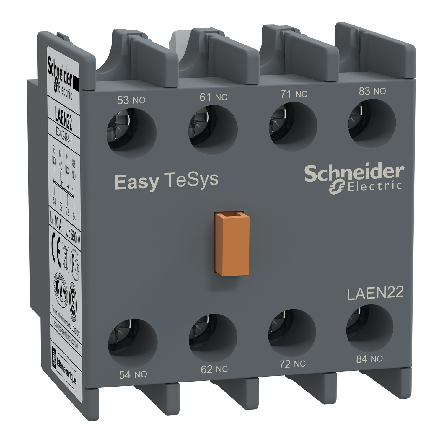 LAEN22 Schneider Electric EasyPact TVS - auxiliary contact block - 2 NO + 2 NC - screw-clamps terminals